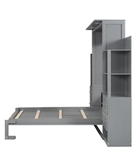 Streamdale Furniture Murphy Bed Wall With Shelves, Drawers Led