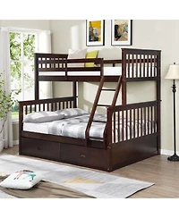 Streamdale Furniture Twin Over Full Bunk Bed with Storage - Espresso