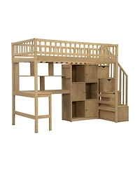 Streamdale Furniture Twin Loft Bed with Desk Storage & Stairs