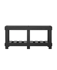 Streamdale Furniture 62.9" Fir Wood Console Table with Shelf & Metal Rivets