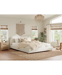 Streamdale Furniture White Linen Upholstered Bed Frame