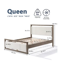 Streamdale Furniture Queen Bed with Boucle Fabric Headboard Wood Frame