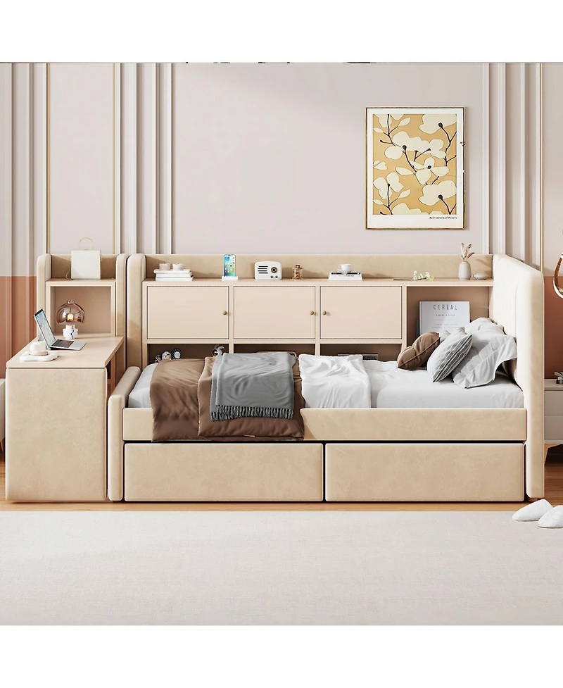 Streamdale Furniture Upholstered Daybed with Drawers & Storage