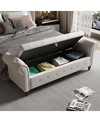 Streamdale Furniture 63" Bed Bench Beige Fabric