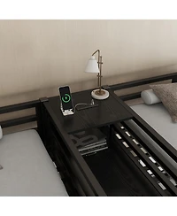 Streamdale Furniture Twin Metal Loft Bed with Desk Wardrobe & Shelves - Black