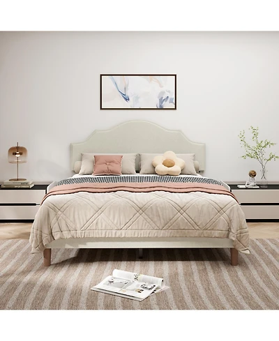 Streamdale Furniture Queen Upholstered Platform Bed with Adjustable Headboard