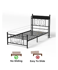 Streamdale Furniture Twin Bed Frame with Charging & Led Light