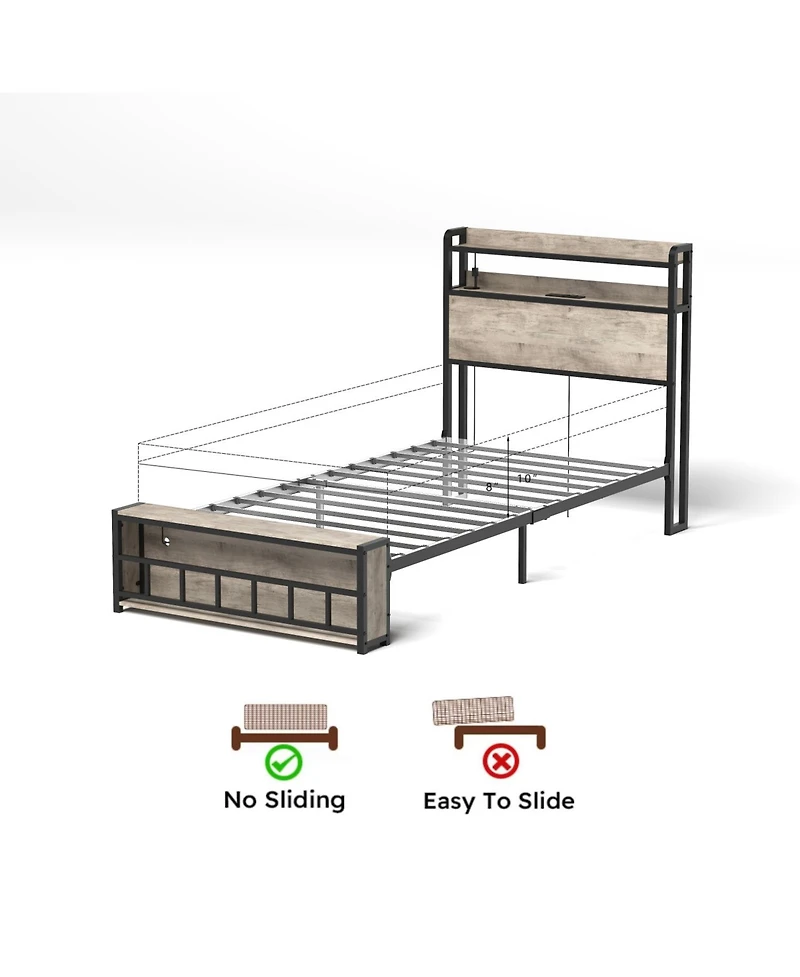 Streamdale Furniture Bed Frame with Charging & Led Light