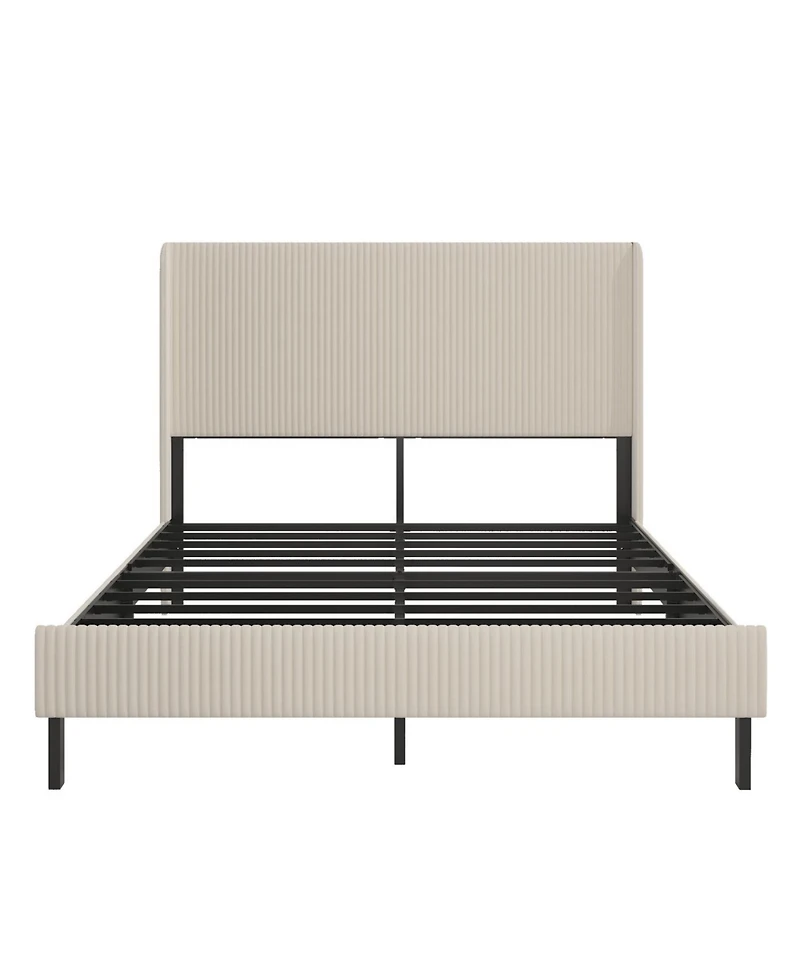 Streamdale Furniture Queen Platform Bed with Charging Station