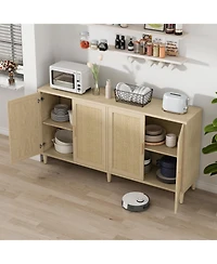 Streamdale Furniture Rattan Buffet Cabinet - 70" 4-Door Sideboard
