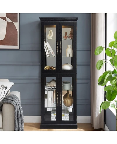 Streamdale Furniture Lighted Glass Curio Cabinet - Living Room, Kitchen, Collectibles