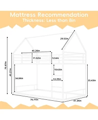 Streamdale Furniture Metal Twin Bunk Bed, Heavy-Duty, Noise Reduced, White