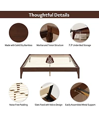 Streamdale Furniture King Size Bamboo Platform Bed with Upholstered Headboard