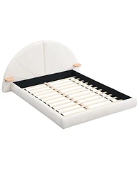 Streamdale Furniture Unique Arched Boucle Bed with Small Table, Queen