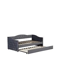 Streamdale Furniture Twin Upholstered Daybed with Trundle, Usb, Velvet