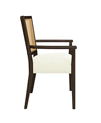 Streamdale Furniture Arm Dining Chair (dark brown+beige) Set of 2