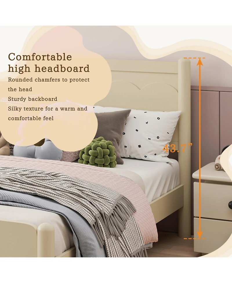 Streamdale Furniture Streamdale Queen Size Wood Platform Bed Frame with Headboard and Wooden Slat Support