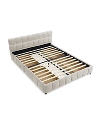 Streamdale Furniture Queen Upholstered Bed Frame with Headboard & Storage Drawer - Beige