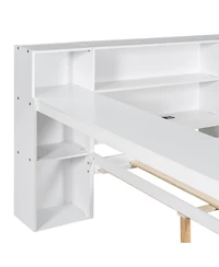 Streamdale Furniture Streamdale Full Platform Bed- Storage, Charging, Led, Desk, Upholstered Headboard