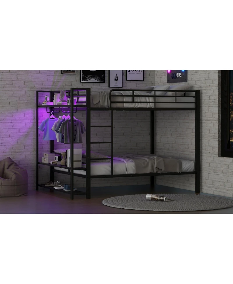 Streamdale Furniture Streamdale Metal Bunk Bed with Storage, Led Light