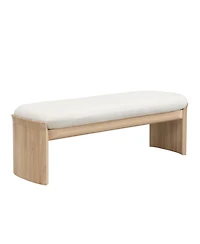 Streamdale Furniture 51.5 Inch Beige Rubber Wood Footstool For Bedroom and Living Room