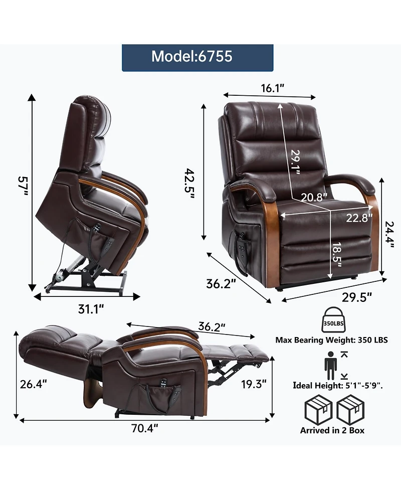 Streamdale Furniture Power Leatheraire Lift Recliner Heat Massage