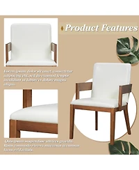 Streamdale Furniture Modern Walnut Wood & White Glossy Pu Leather Upholstered Dining Chairs Set of 2