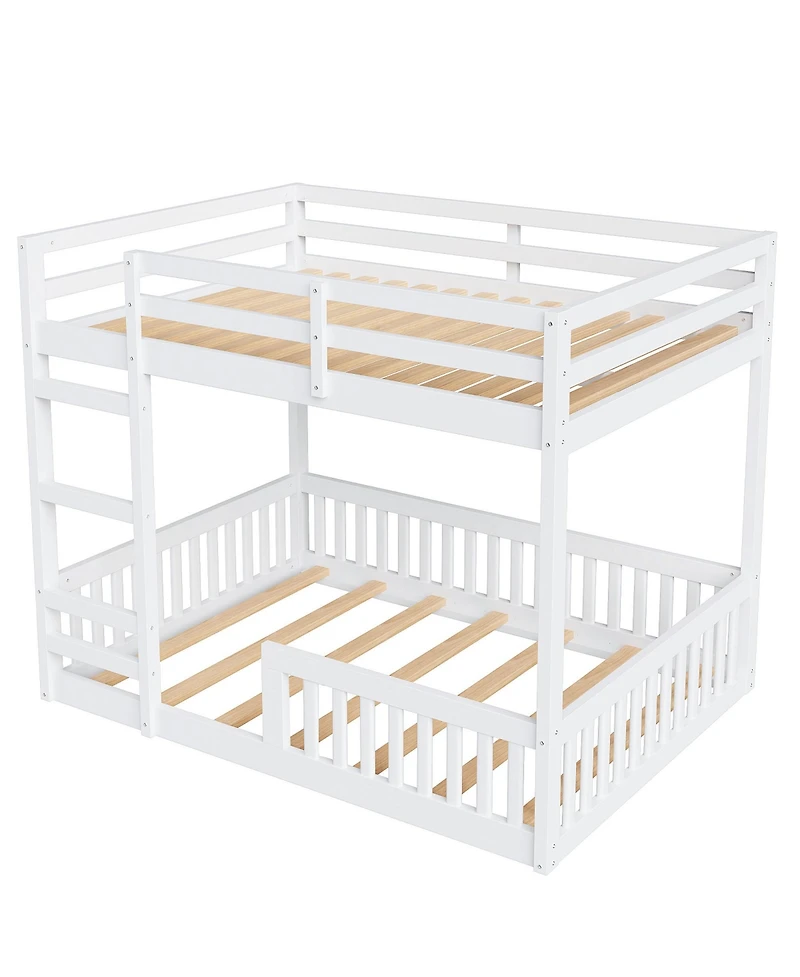 Streamdale Furniture Full over Full Wood Bunk Bed with Ladder and Guardrails, White