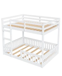 Streamdale Furniture Full over Full Wood Bunk Bed with Ladder and Guardrails, White
