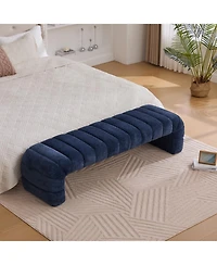 Streamdale Furniture Modern Upholstered Bed Bench, Channel Tufted, Chenille, Navy