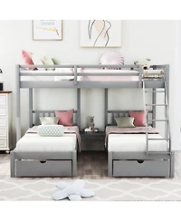 Streamdale Furniture Full Over Twin & Triple Bunk Bed with Drawers