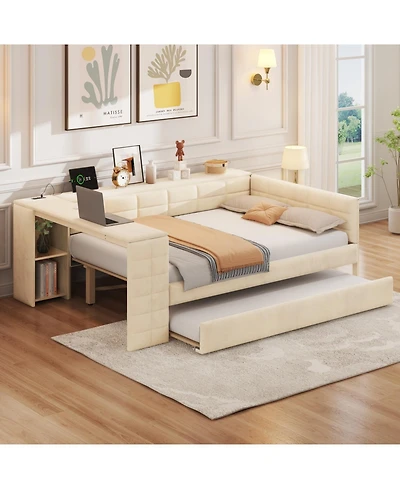 Streamdale Furniture Streamdale Upholstered Platform Bed with Storage, Desk, Trundle
