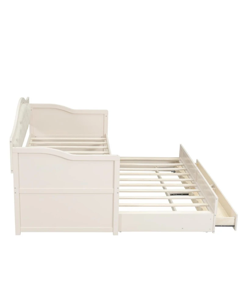 Streamdale Furniture Twin Daybed with Trundle & Storage, Upholstered Backrest