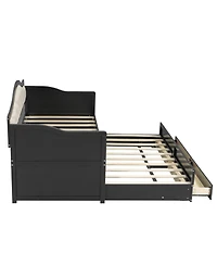 Streamdale Furniture Streamdale Twin Daybed with Trundle & Storage, Upholstered Backrest