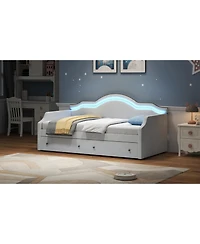 Streamdale Furniture Twin Upholstered Daybed with Led and 2 Drawers