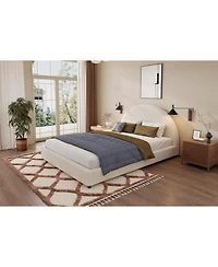 Streamdale Furniture Streamdale Queen Size Bed Frame With Boucle Upholstered Round Curved Headboard