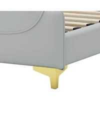 Streamdale Furniture Queen Leather Bed Frame Wingback Headboard Platform