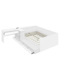 Streamdale Furniture Full Size Wooden Platform Bed with 6 Drawers, Shelves and Dressing Table