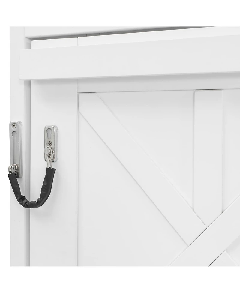 Streamdale Furniture Queen Size Wall Murphy Bed with Ample Storage Space and Diamond Stripes, White