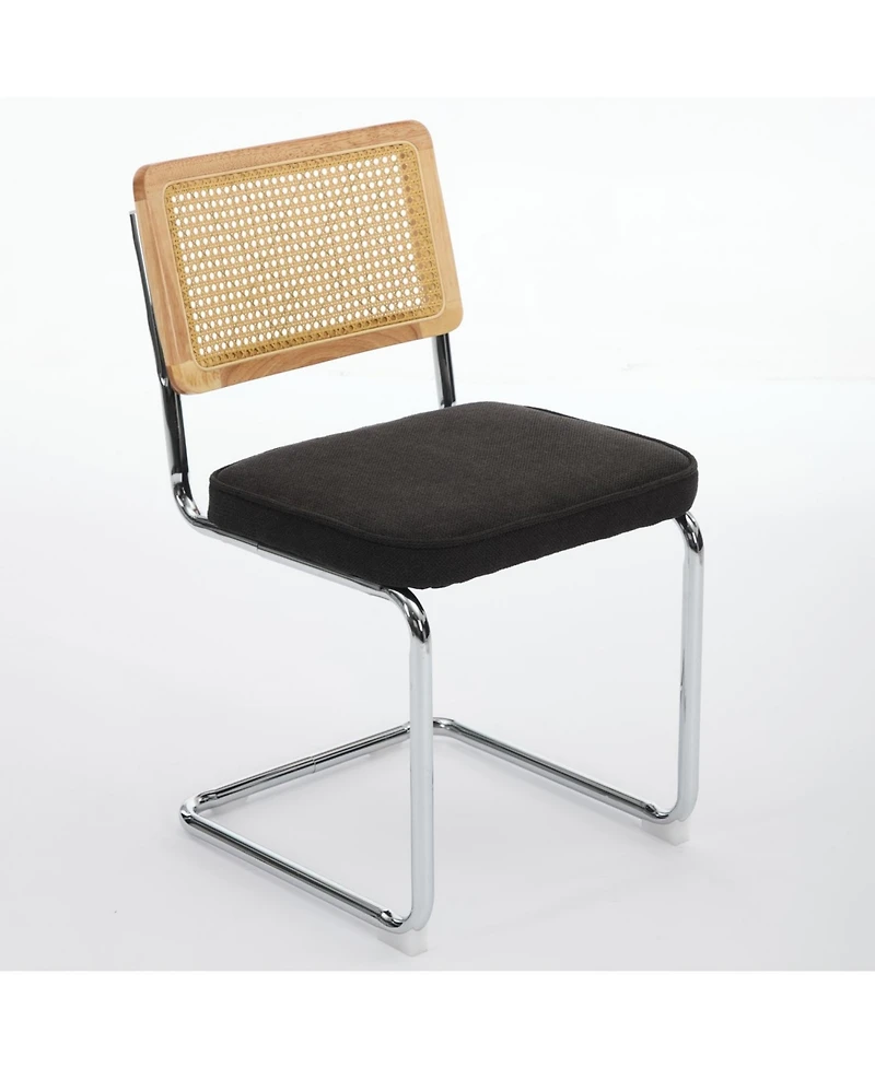 Streamdale Furniture Oak Rattan & Linen Cantilever Chair (360lb Capacity)