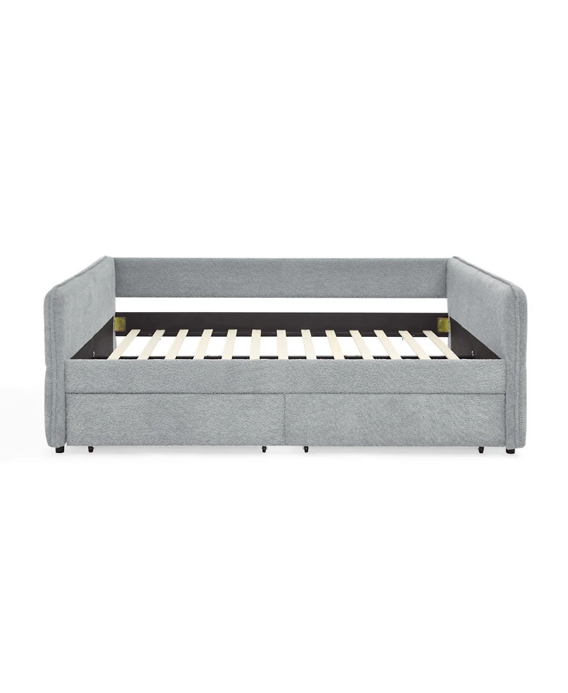 Streamdale Furniture Tufted Daybed with Trundle, Queen, Boucle Fabric