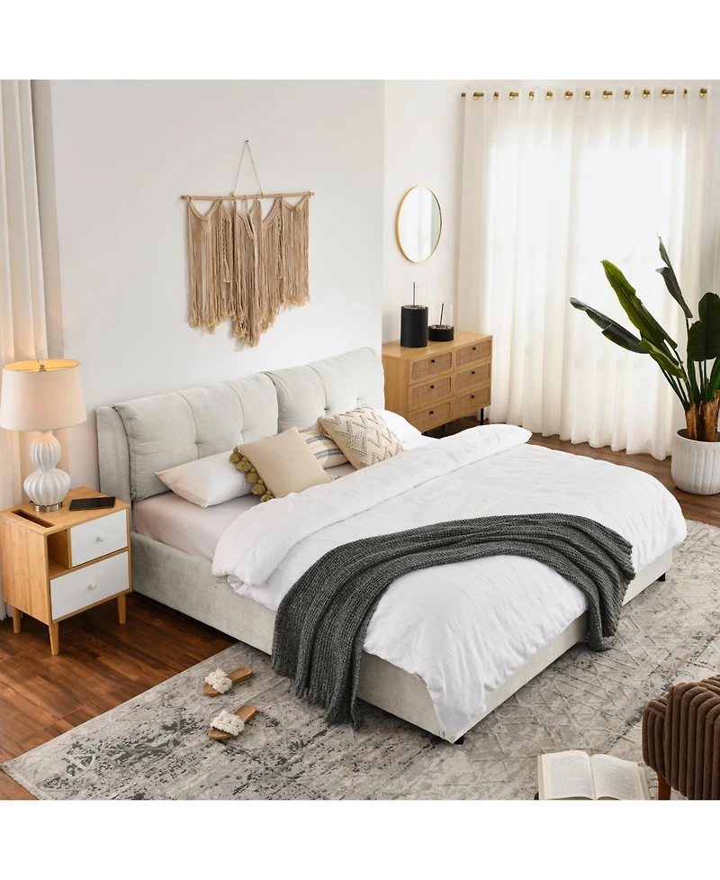 Streamdale Furniture King Chenille Hydraulic Storage Bed