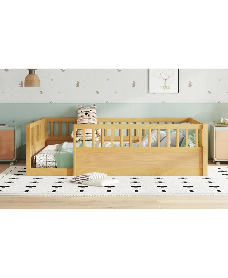 Streamdale Furniture Montessori Floor Bed Frame with Fence
