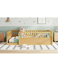 Streamdale Furniture Montessori Floor Bed Frame with Fence