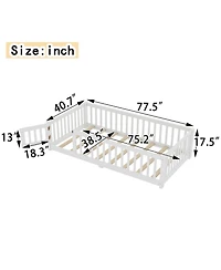 Streamdale Furniture Twin Floor Bed with Guardrails & Door