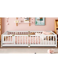 Streamdale Furniture Queen Floor Bed with Guardrails & Door