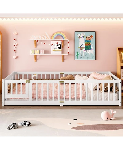 Streamdale Furniture Queen Floor Bed with Guardrails & Door