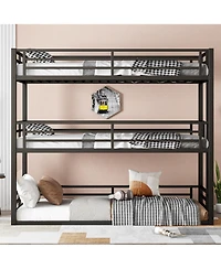 Streamdale Furniture Triple Twin Xl Metal Bunk Bed with Guardrails