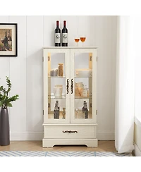 Streamdale Furniture Streamdale Lighted Glass Curio Cabinet - 2-Door Display, Adjustable Shelves