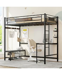 Streamdale Furniture Twin Loft Bed Frame with Storage - Easy Assembly, Secure Metal Slats